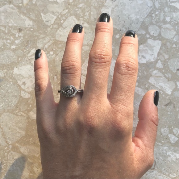 Diamond Halo 925 Sterling Silver Pear Infinity Vintage Ring - Picture 2 of 13